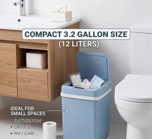 12L (3.2 Gal) Smart Sensor Automatic Touchless Trash Can - Motion-Open Smart Sensor Bin, Self-Cleaning Blue Home Supply for Kitchen, Bathroom