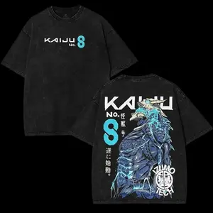 valentine shirts Japan Hot-blood Anime Kaiju No8 Kafka Hibino Graphic Print T-shirt Men Women Vintage Washed Cotton Tee Loose2 Casual Harajuku Top