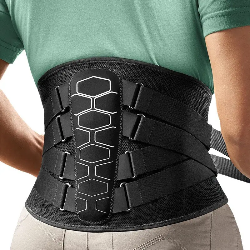 VITYAZI Adjustable Back Brace for Adults with Pulley System, Ergonomic 3D Knitted Mesh Lumbar Support Belt, Soft Breathable Waist Wrap with Lumbar Pad, Posture Strap for Herniated Disc Pain Relief, Prop 65 Safe