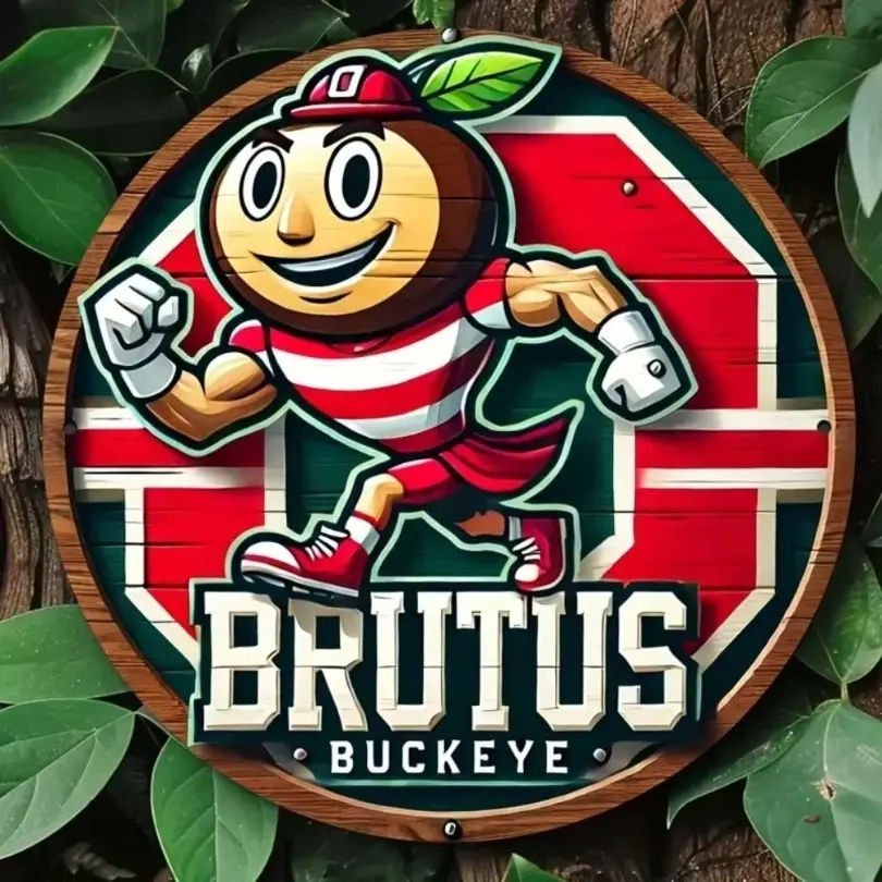 1pc Creative Iron Sheet Decorative Painting-Brutus Buckeye Ohio State Wooden Sign, Vintage Metal Sign, Unique Home, Man Cave, Coffee Shop, Bar, Apartment, Home Decor Products, Home Decor Gifts.