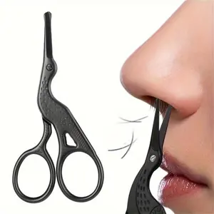 Stainless Steel Nose Hair Scissors, 1 Count Safety Round Head Stainless Steel Nose Hair Scissors, Professional Facial Hair Scissors for Men and Women