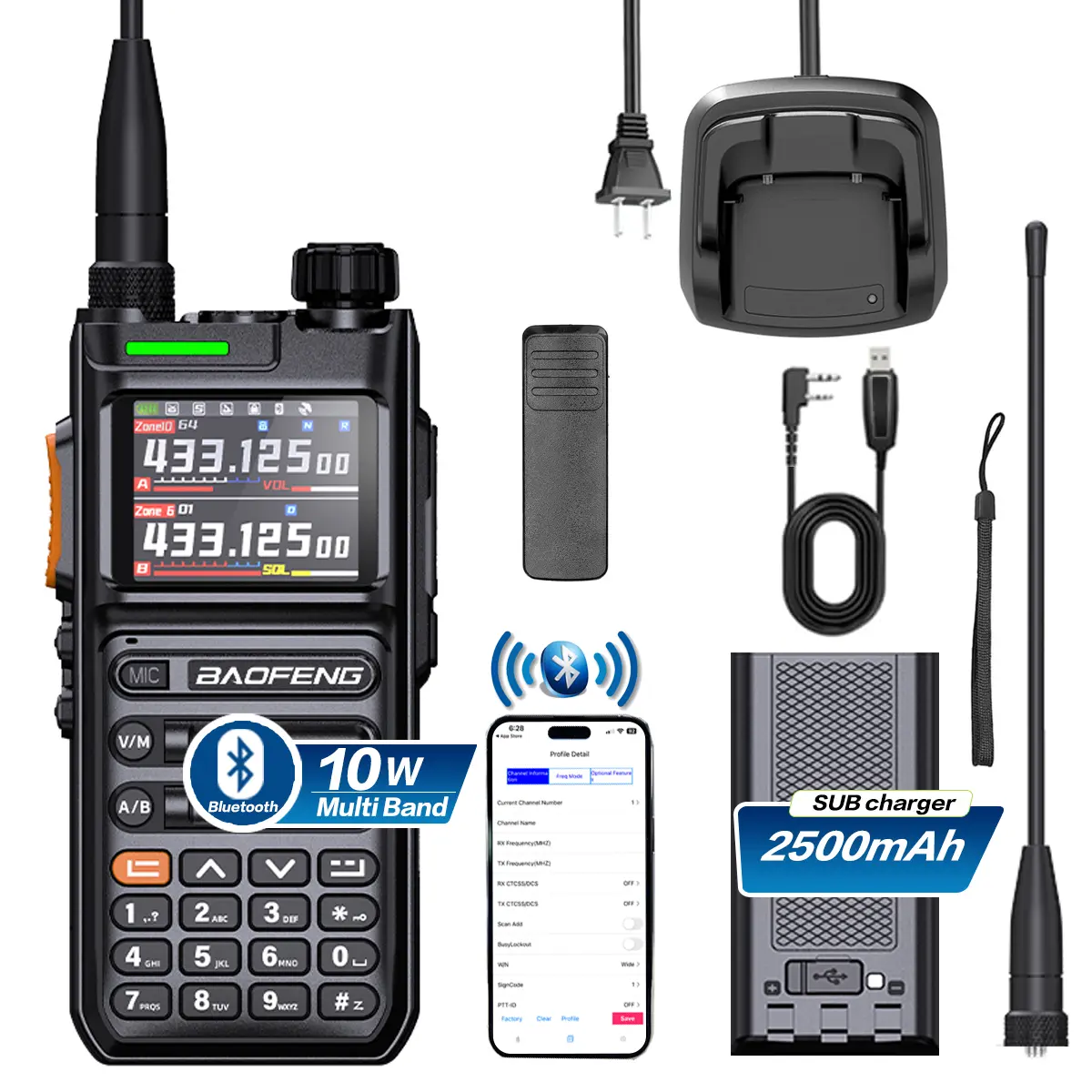 Baofeng UV-26 Smart Walkie Talkie | Bluetooth App Programming & GPS Location Sharing | Air Band & Type-C Charging | Dual Band Long Range Two-Way Radio with 1.77" Color Screen (No PC Needed)