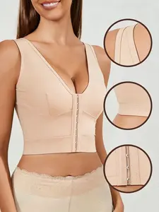 1 Count Women's Corset Top, Material Skin Friendly Shapewear Bra With Front Closure, Breast Lift Support High Intensity Lift Tee, Compression Underwear, Segmented Workout Shapewear, Compression Shapewear Tops, Suitable for Spring & Summer Wear