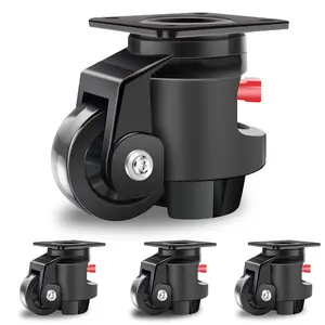 Leveling Casters Wheels with Ratchet Arm 6600 LBS, Heavy Duty Retractable Caster Wheel, Plate Swivel Workbench Castors, Durable Nylon Wheels & Leveling  for Machine, Industrial, Equipment