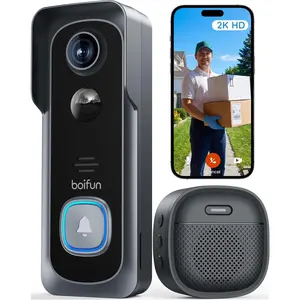 Wireless video doorbell camera - subscription free, 2K HD, 166 ° wide viewing angle, HDR night vision, motion alarm, two-way audio and battery video doorbell with ringtone, 2.4GHz Wi Fi only Vintage Wrestling Style Steel Ring