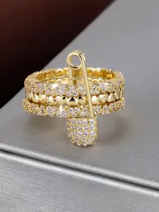 Trendy Pin Multi-Circle Heart Design Zirconia Ring for Women, Statement Multi Ring, Heart Cluster Ring, Fashionable Jewelry Accessory, Perfect Gift for Her, Artificial Zircon Rings