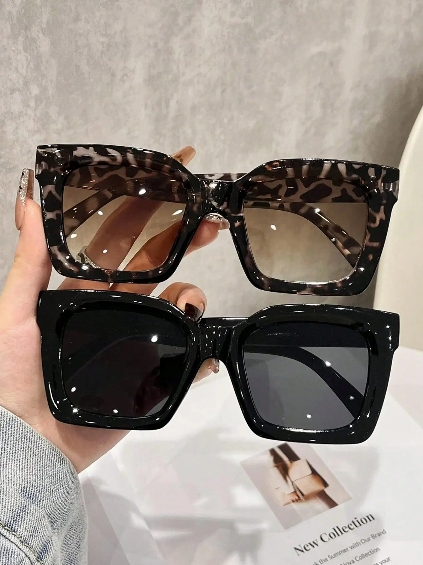 2 Pcs Unisex Large Frame Square Framed Sunglasses, Fashionable Trendy Sun Glasses Comfortable Eyewear for Women, Outdoor Activities, Parties, Travel, Driving, Fishing, Gifts