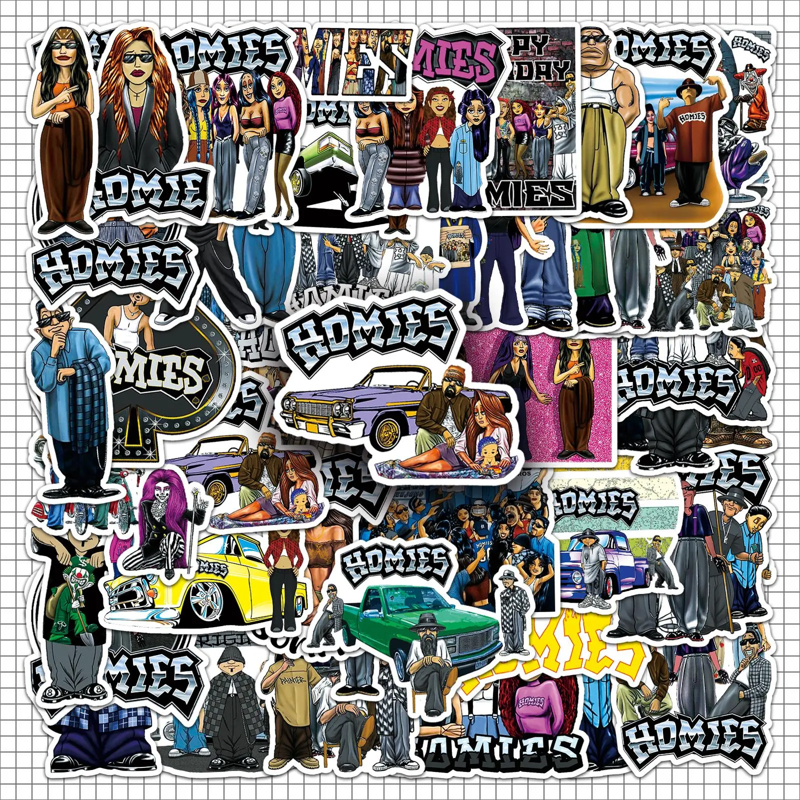 American Vintage Graffiti Sticker, 100pcs/2 Set Creative Cartoon Sticker, DIY Decorative Sticker for Phone Case & Skateboard & Car, Ornaments, Car Stickers, Decal For Cars, Decals Stickers