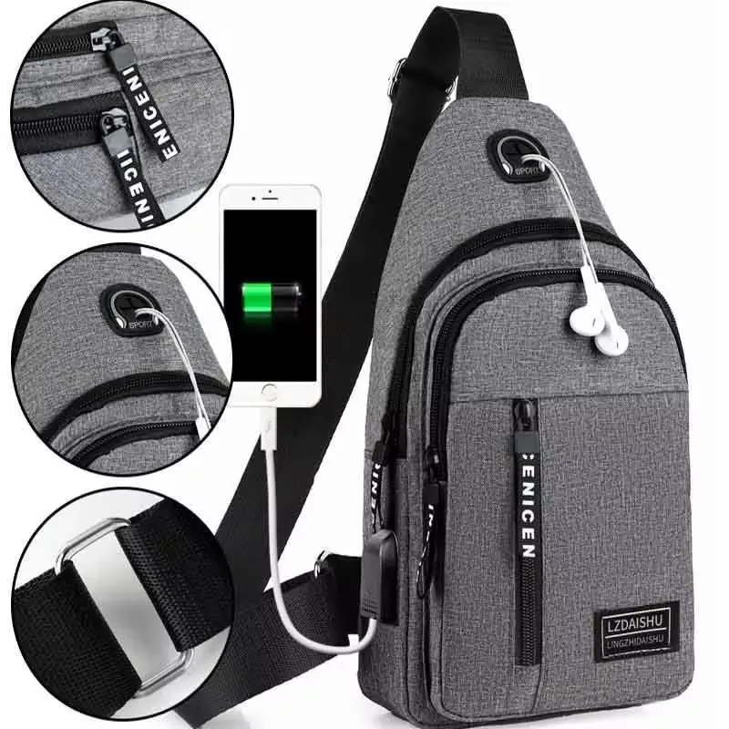 New men's chest bag waterproof and wear-resistant Oxford cloth single shoulder crossbody small backpack multi-layer large capaci