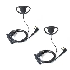 D Shape, Wired Two Way Radio Audio Earpiece with PTT, Walkie Talkie Headset with Swivel Boom Microphone Clip for Baofeng, Kenwood, Retevis 2 Way Radio UV-5R, BF-F8HP, BF-888S, etc.
