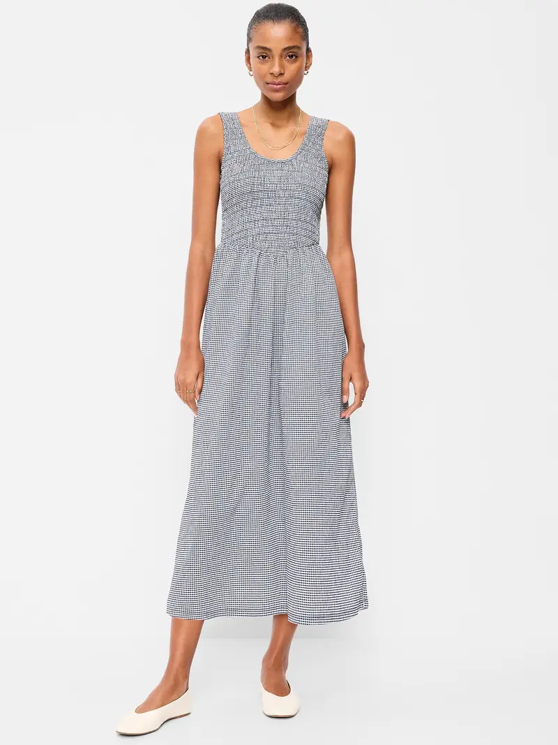 dusty blue maxi dress with sleeves Lenora Smocked Dotted Maxi Dress, Dusty Blue