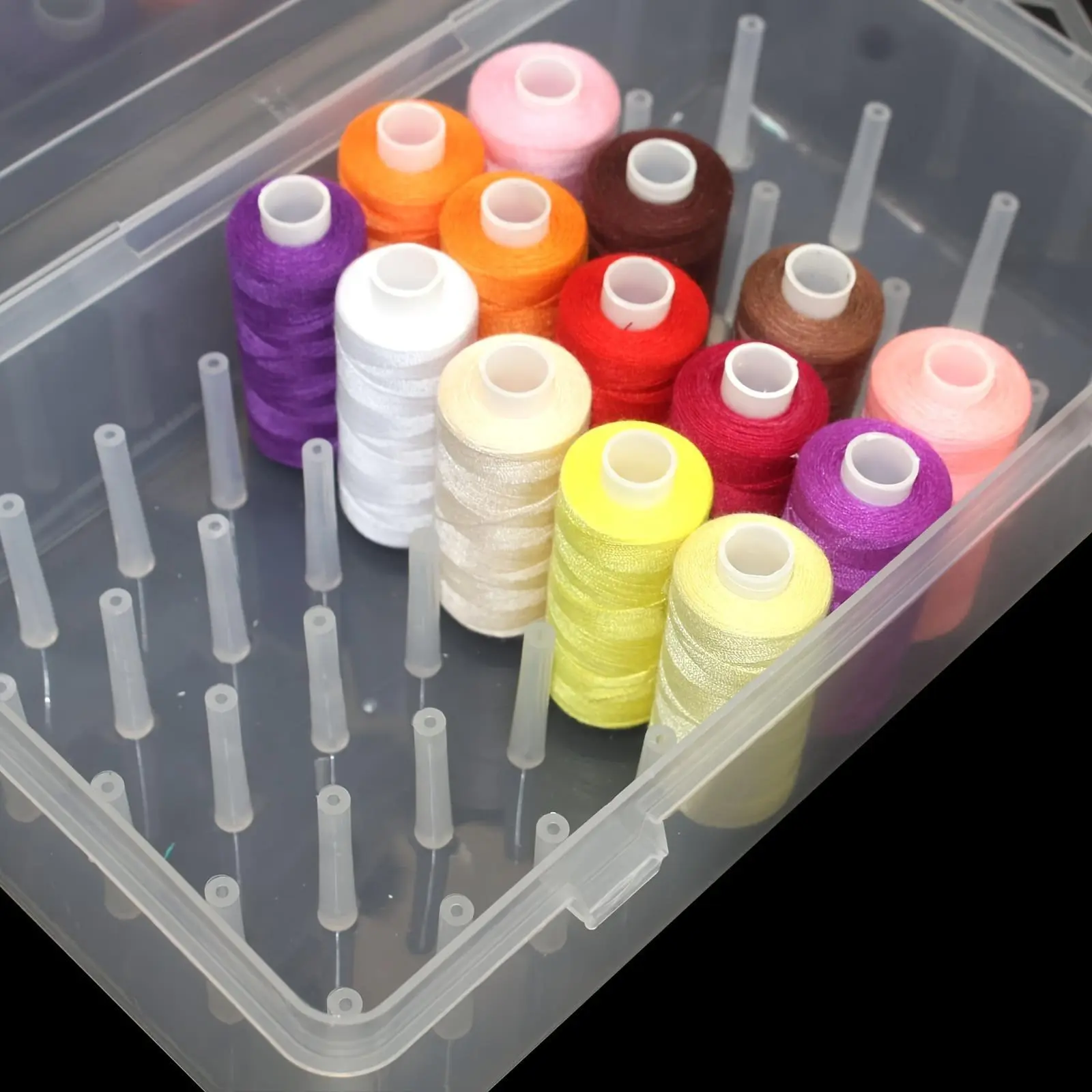 1pc 42-Spool Sewing Thread Organizer Box - Transparent PP Plastic, Large Capacity Needle Thread Holder - For Sewing, Embroidery & Quilting Enthusiasts - Portable & Convenient Storage - Gift for Crafters - Sewing Accessories And Supplies
