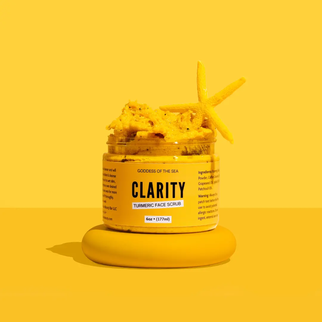 Clarity Turmeric Face & Body Scrub – Brightening Exfoliator for Dark Spots, Acne Scars & Uneven Skin | Gentle Natural Scrub with Turmeric, Sugar, & Oils | Goddess of the Sea