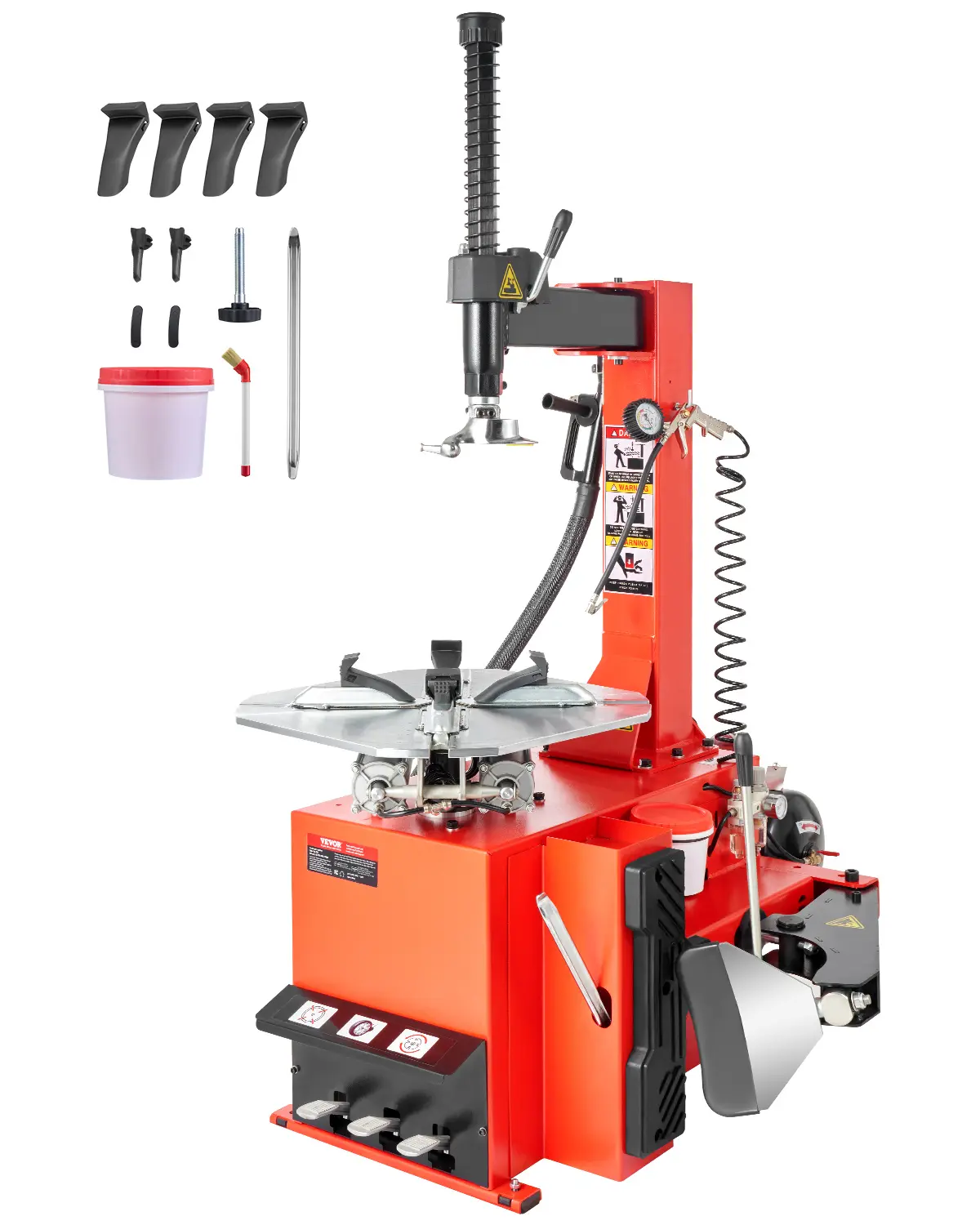 【summerfinds】VEVOR Tire Changer Machine, 1.5HP Copper Motor, Durable Tire Changer with Air Pressure Gauge & Clamping Jaw Sheath, Pedal Operated Tire Changer with Thickened Chuck, Fit for Sedans/SUVs/Pickup Trucks