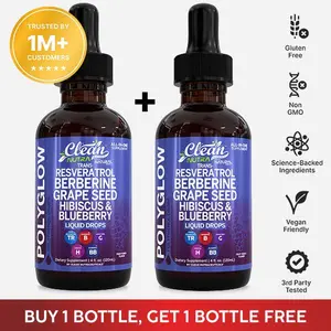 Clean Nutra BOGO | Resveratrol, Berberine, Grape Seed, Hibiscus & Blueberry for Cellular Health & Skin Vitality - PolyGlow