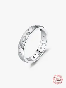 925 Sterling Silver Geometric Design Artificial Zircon Ring, Fashion Jewelry for Party, Daily Clothing Decor, Trendy All-match & Exquisite Jewelry for Birthday Gift, Elegant Ring