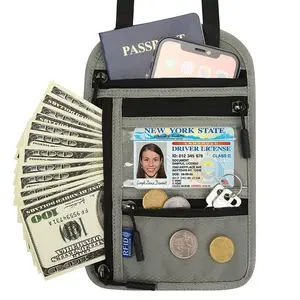 Neck Wallet,RFID Blocking Passport Holder, Easy to Conceal Travel Pouch,Multi-Functional Crossbody Wallet with Adjustable Neck Strap, Durable Nylon Storage Bag for Secure & Convenient Travel