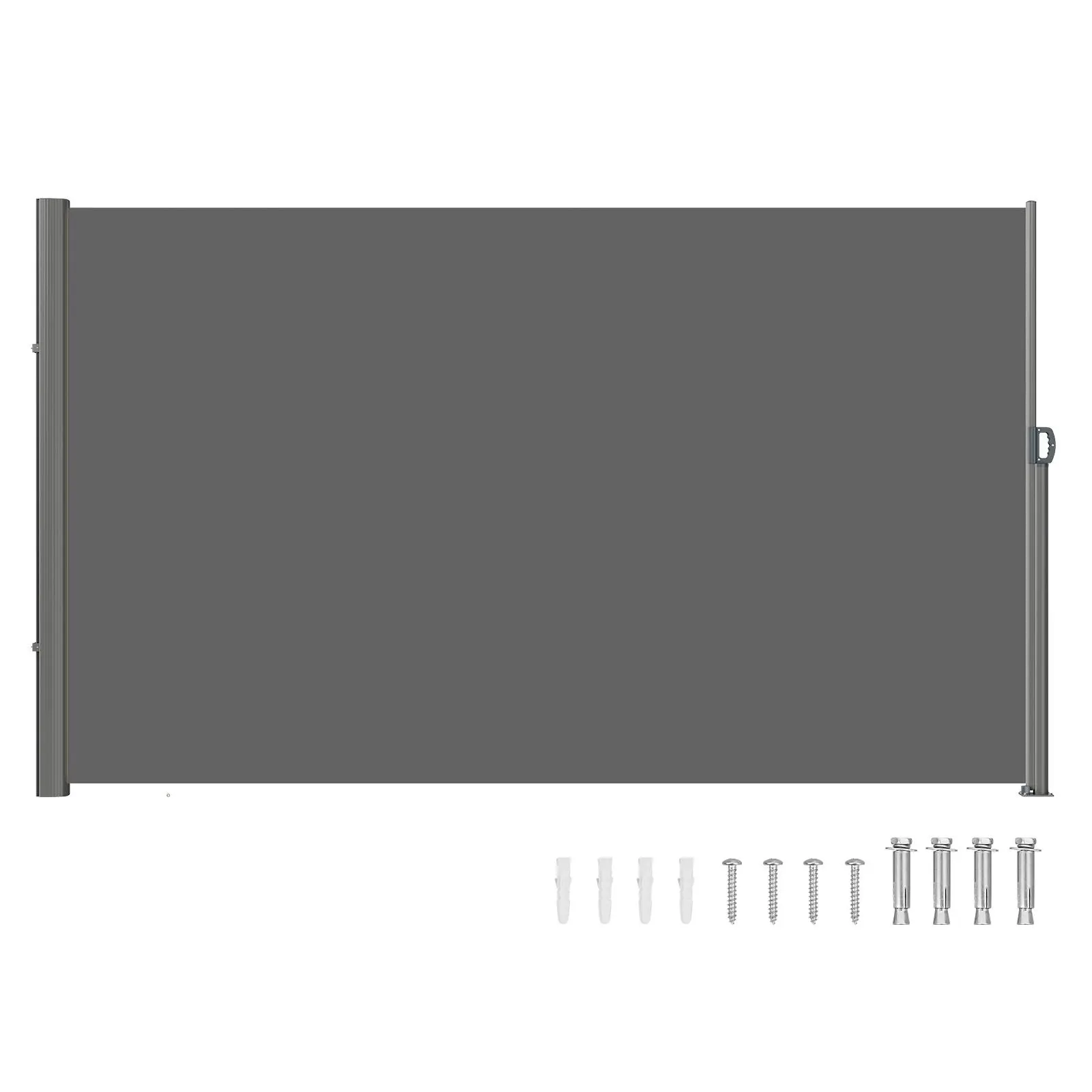 【Summerfinds】VEVOR Retractable Side Awning, 63''x 118'' Aluminum Outdoor Privacy Screen, 280g Polyester Water-proof Retractable Patio Screen, UV 30+ Room Divider Wind Screen for Patio, Backyard, Balcony, Gray