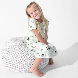 Minecraft Sleep Repeat Bamboo Girls' Short Sleeve Dress