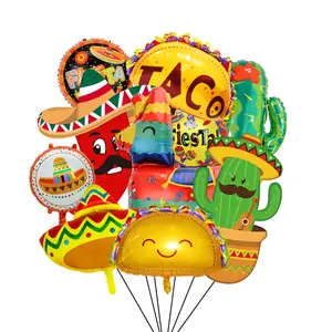 Mexican Fiesta Decorations for Fiesta Party Decorations, 10pcs Mexican Foil Balloons Mexican Fiesta Balloons Mexican Theme Balloons for Cinco De Mayo Decorations Taco Party Decoration