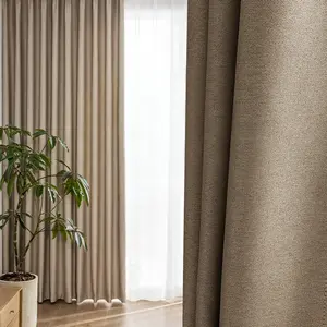 1pc Windproof Warm Curtains Chenille Fabric Thickened Noise Reduction Cheese Wool Cream Color Simple Style Window Curtain Living Room Bedroom High-End Full Shade Hole Processing Home Decor Privacy Protection
