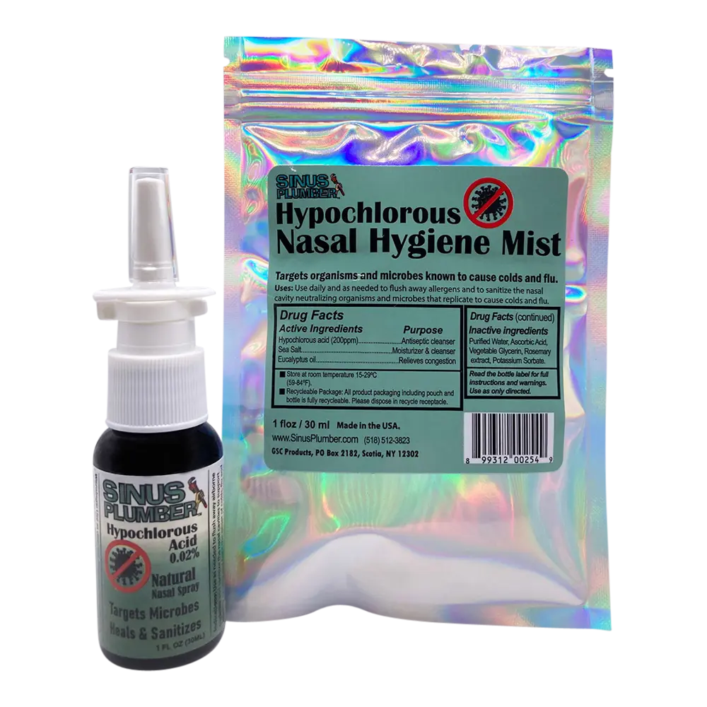 Hypochlorous Acid Neti Spray, Sinus Plumber - Targets Airborne Particles, Cleanses and Moisturizes, Natural Nasal Care for Personal Hygiene Cleansing Oral