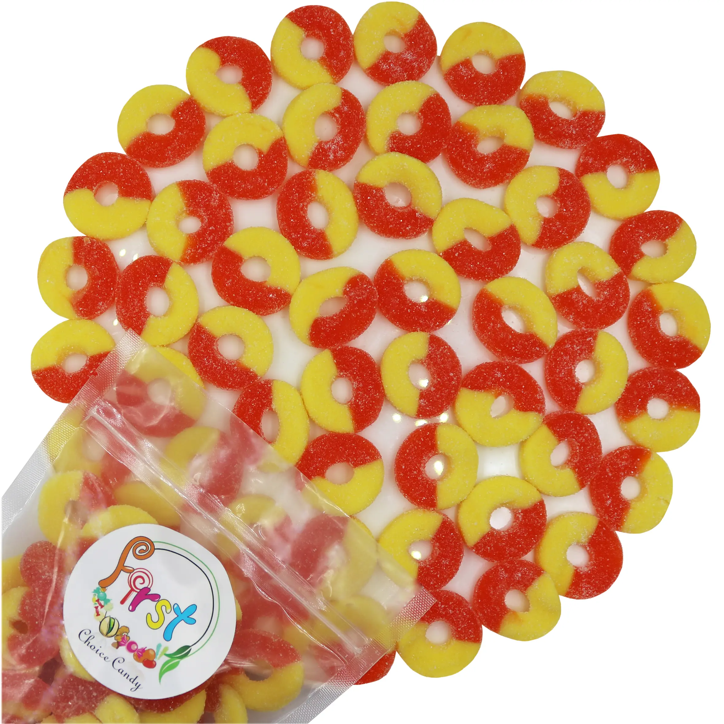 PEACH GUMMY RINGS 2LB BAG Candy Snack