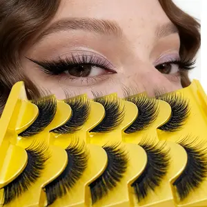 5 Pairs Mango Shape False Eyelashes, Natural 8D Rabbit Fur, Angel Wing Long Thick Strips, Instant Mixed Blood Look, Daily Essential