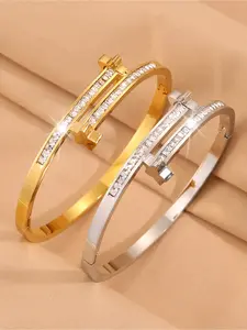 1 classic and fashionable stainless steel star shaped double head bracelet Jewellery, wrist accessory gift, perfect for daily wear, vacation and Valentine's Day gifts for loved ones