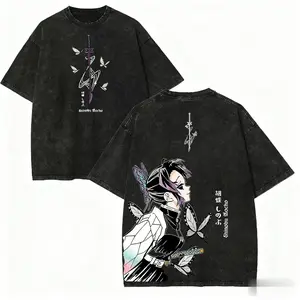 valentine shirts  Demon Slayer Shinobu Kocho Anime T Shirt Men Women Washed Cotton Casual Short Sleeve Tops Graphic Print Vintage Tee Y2k Clothes
