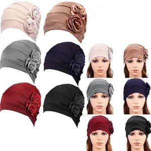 Pack of 6 Turbans Head Wrap for Women Flower Chemo Head Wraps for Women Hair Wraps Cover Beanie Cancer Chemo Headwear
