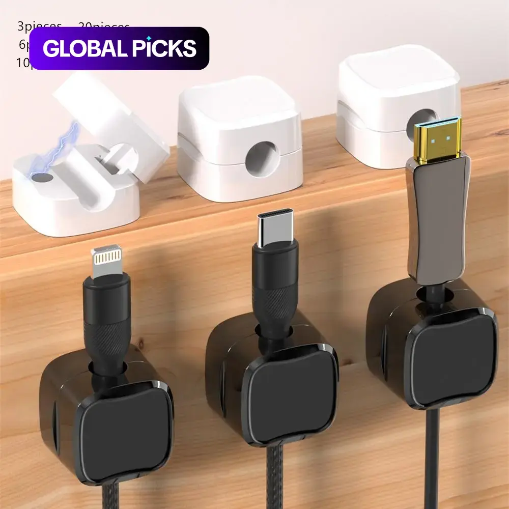 Magnetic Cable Management Clips, 3/6/10/20/30-Piece, No-Drill Adhesive Cable Clips, Desk Organizer for Data & Network Cables, Cord Organizer, Office Desk Accessory, Office & Computer Desk Accessories #GLOBAL PICKS