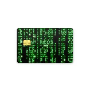Green Digital Code Credit Card Skin Sticker, Cyber Matrix Style Debit Card Decal, Hacker Aesthetic Wallet Cover