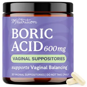 Boric Acid Suppositories for Women 600mg | pH Balance, Vaginal Odor & Itching | Boric Acid for Women Vaginal Suppositories | 30 Count