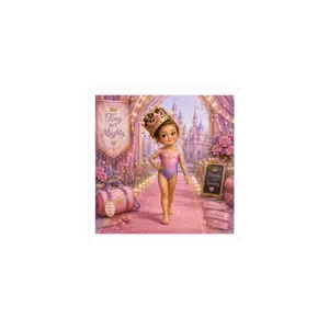 Tiny Mighty Princess Gymnast Kiss-Cut Stickers | Pink Ballet Castle Sticker