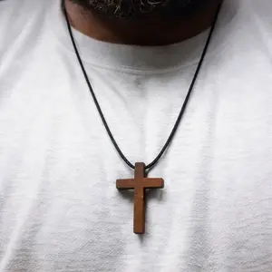 Personalized Wooden Cross Necklace – Custom Engraved Faith Jewelry