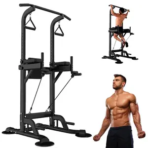 Power Tower Pull Up Bar for Home Gym Multi Functional Pull Up Bar Stand Dip Bar Station Adjustable Height Workout Dip Station Strength Training Fitness Equipment