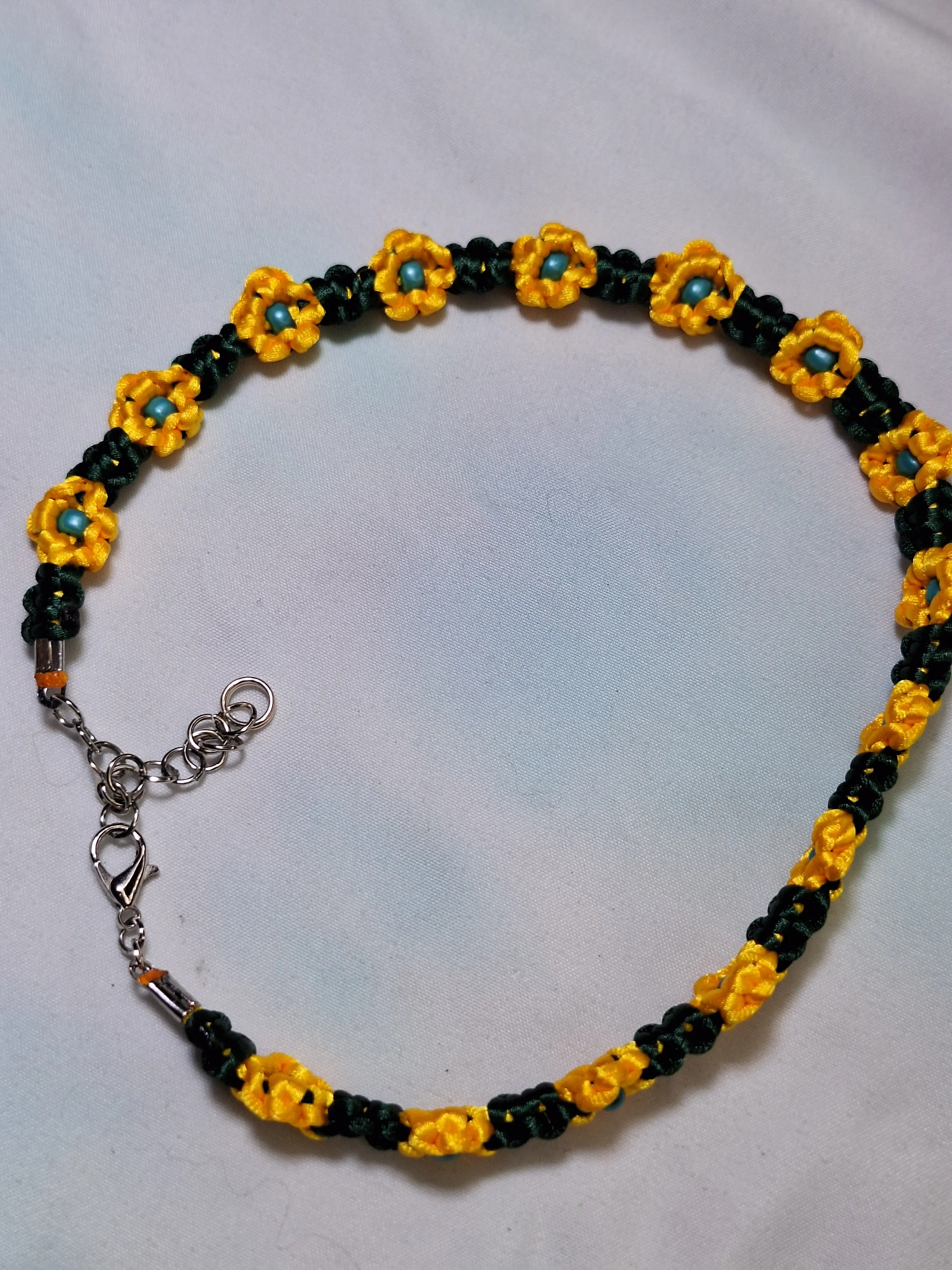 Sunflower Beaded Choker - Yellow & Dark Green