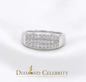 DiamondCelebritees Diamond Celebrity 925 White Sterling Silver 27 Cubic Zirconia Mens Ring Size 8.5