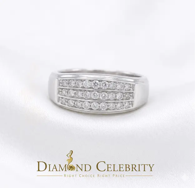 DiamondCelebritees Diamond Celebrity 925 White Sterling Silver 27 Cubic Zirconia Mens Ring Size 8.5