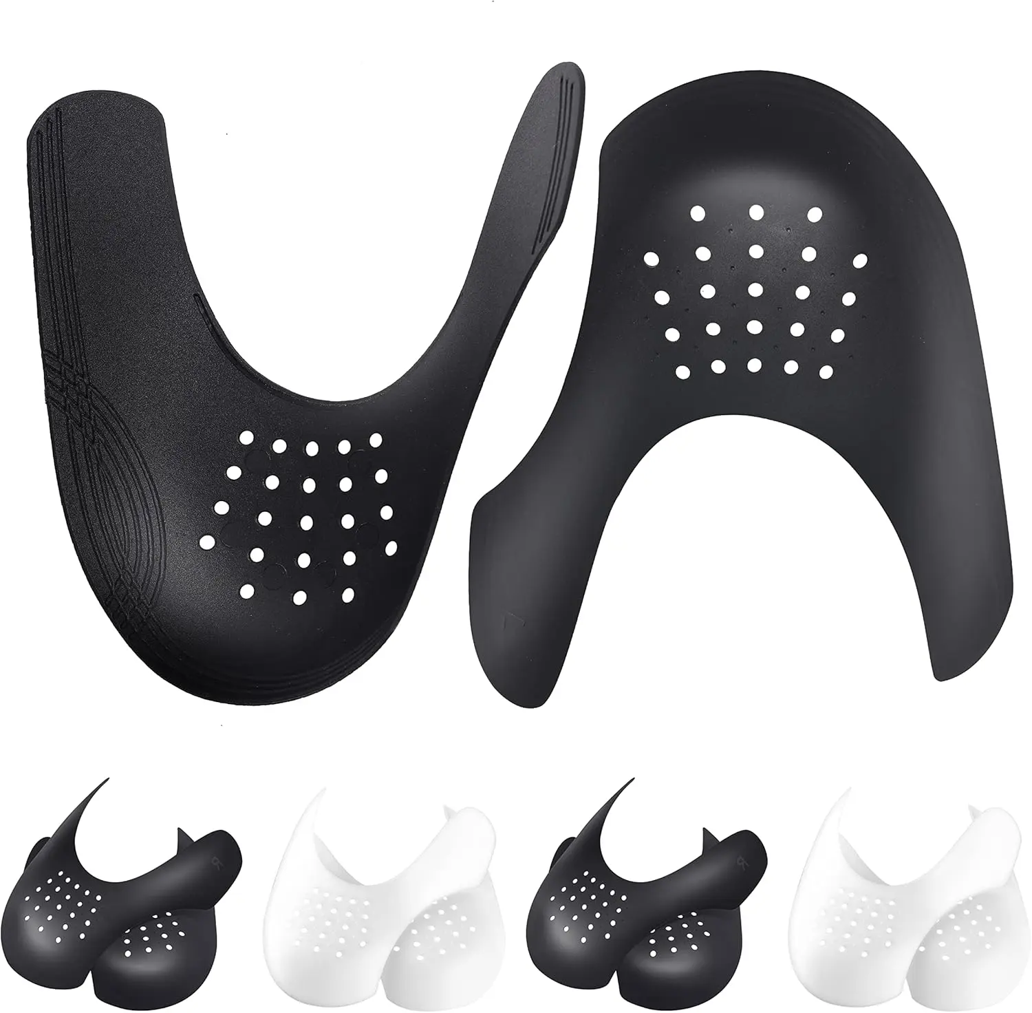 Suitable for Most Sneakers, 4 Pairs Crease Protectors for Jordan 1, Air Force 1, and Dunk Low; Men's 7.5-12/ Women's 5-8.5 (Black+White, Men's US Size 7.5-12)