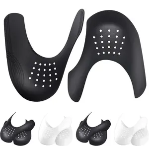 Suitable for Most Sneakers, 4 Pairs Crease Protectors for Jordan 1, Air Force 1, and Dunk Low; Men's 7.5-12/ Women's 5-8.5 (Black+White, Men's US Size 7.5-12)