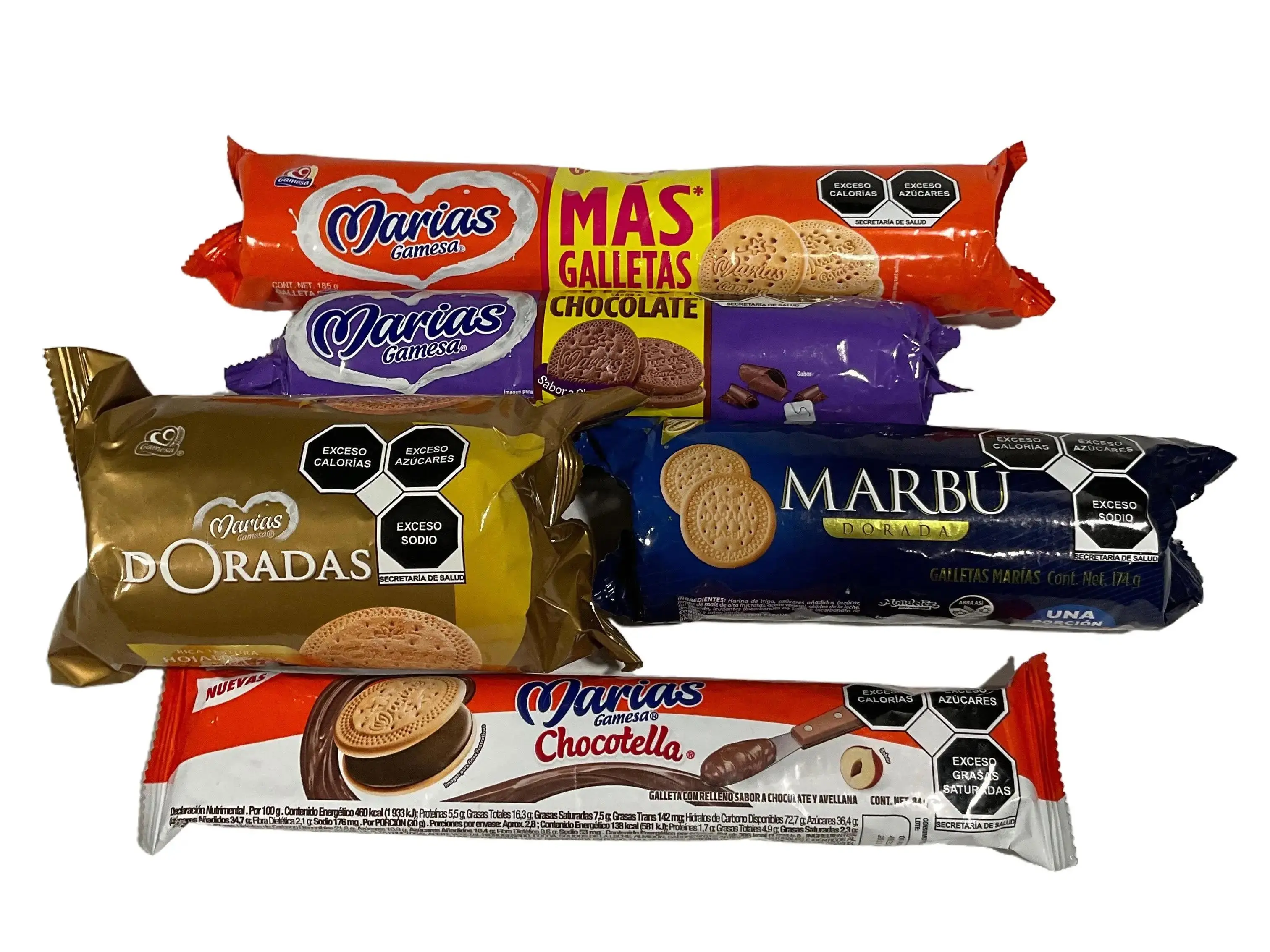 Marias Gamesa Cookies Roll contains 144 grams 3 packs or a Bundle of 2 Classics and 2 Chocolate or Marias Chocotellas