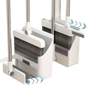 Foldable 3-in-1 Long-Handled Floor Cleaning Set - Scraper Broom, Dust Removal Broom, Dustpan, Brush Combo - Ergonomic, Efficient Home Care Supply for Home, Office Use - Easy to Maintain, 3-In-1 Scraper Brooms