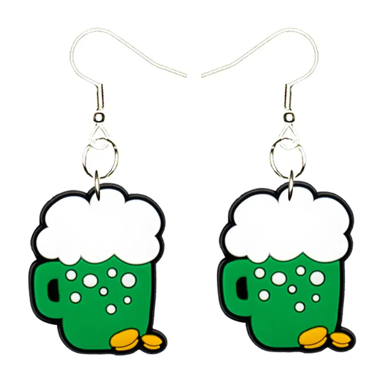 Irish Coffee Earrings Hypoallergenic Silver Plated Fishhooks Yazzle Dazzle Ireland Lucky Rainbow Leprechaun
