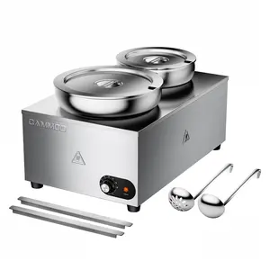 CAMMOO 20qt 2-in-1 Electric Soup Warmer and Steam Table Food Warmer, 1200W Stainless Steel Bain Marie Pot, 86~185°F Adjustable Temp, Commercial Soup Kettle for Catering Restaurant Buffet