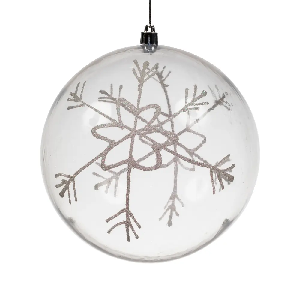 212 MAIN Shatterproof 6 in. Plastic Snowflake Motif Hanging Ornaments - White Glitter Design, 3 Ornaments Per Pack, Christmas Tree Decor, Home Reliable Decorating Supplies