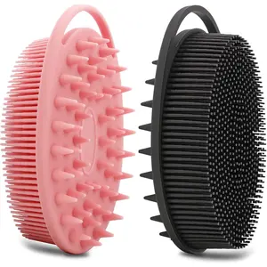 2 Pack Silicone Body Scrubber, Silicone Loofah Double-Sided Body Brush,Silicone Shower Scrubber and Scalp Massager Shampoo Brush for Sensitive Kids Women Men All Kinds of Skin