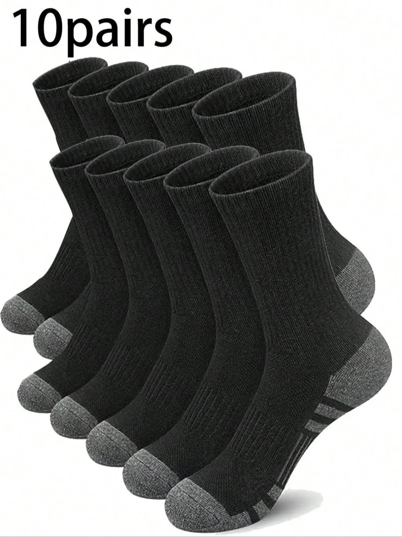 10 pairs of men's solid color crew socks, breathable, comfortable, soft, casual, and simple style. Suitable for everyday wear, running, sports, exercising, and various occasions. Soft Comfy Socks
