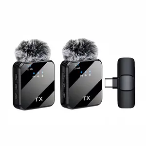 TX 2 Mics Type-C Receiver for Crystal-Clear Recording on Type-C Smartphones with 2.4G Digital Transmission & Wind Protection Cover